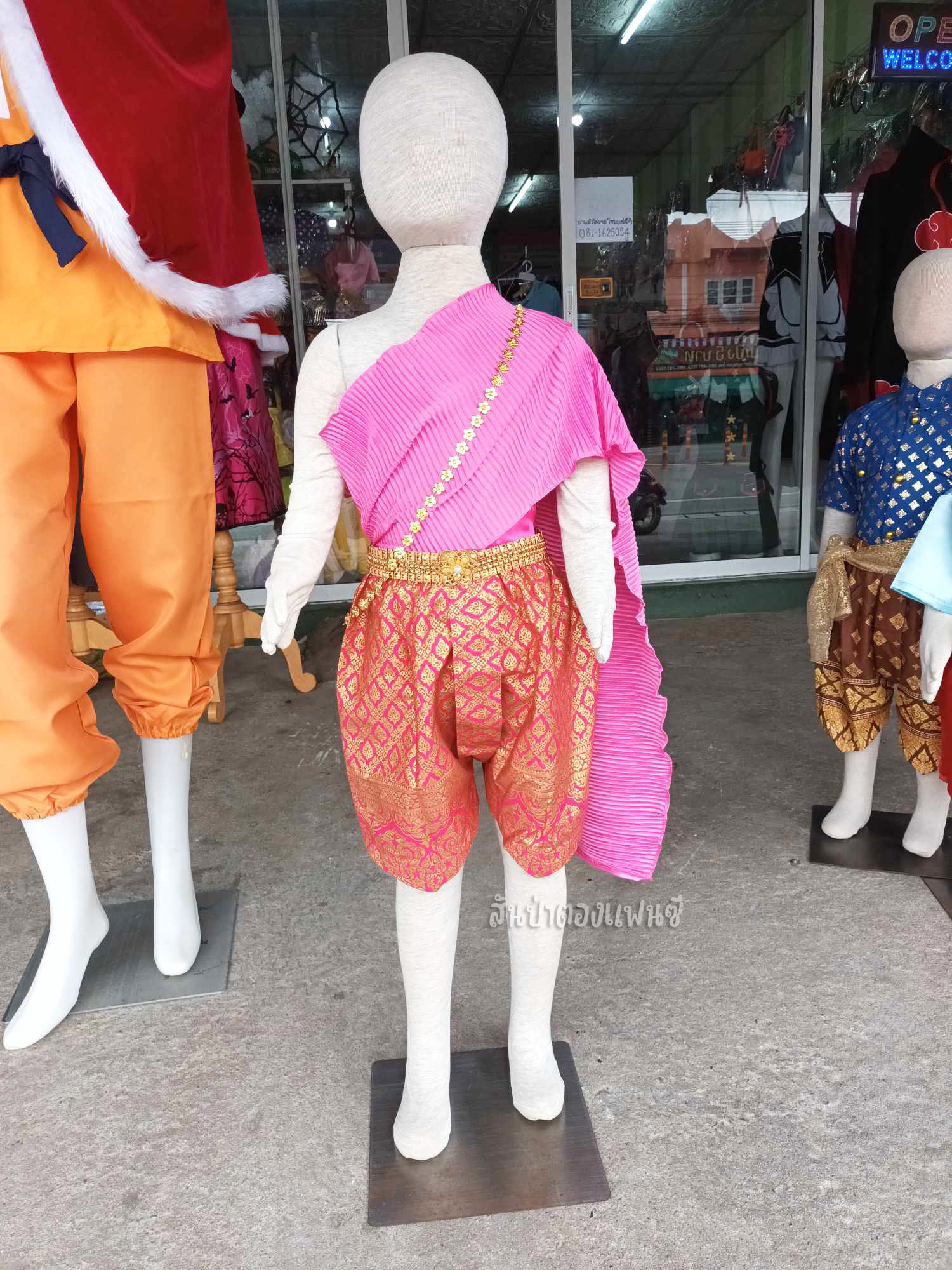 ชุดไทยเด็กผู้หญิง ชุดสไบโจงเด็กพร้อมเครื่องประดับ ชุดไทยลอยกระทง
