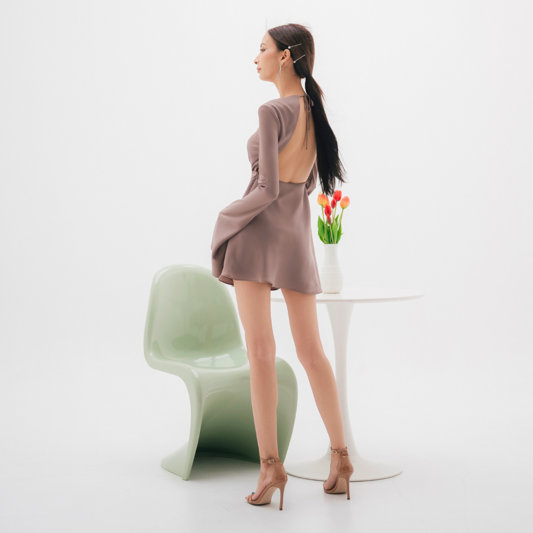 Lism D-097 Satin Bell Charm Dress ชุดเดรสซาติน