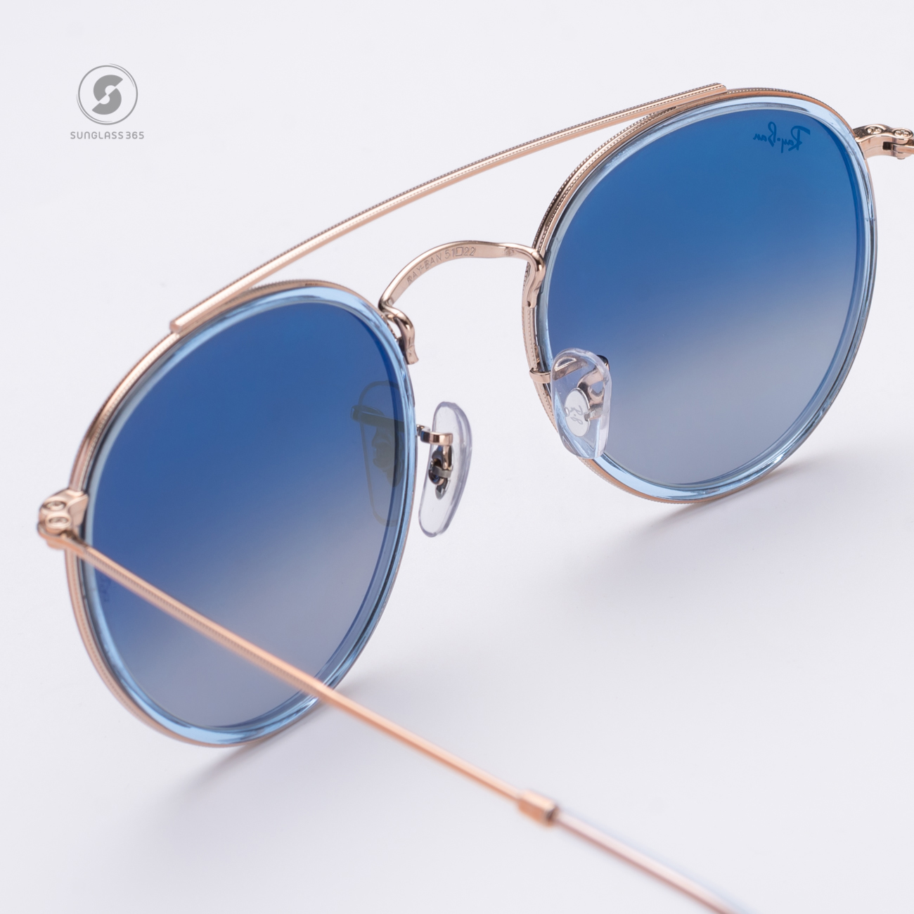 Ray-Ban RB3647N 906771 Round Double Bridge Blue Copper