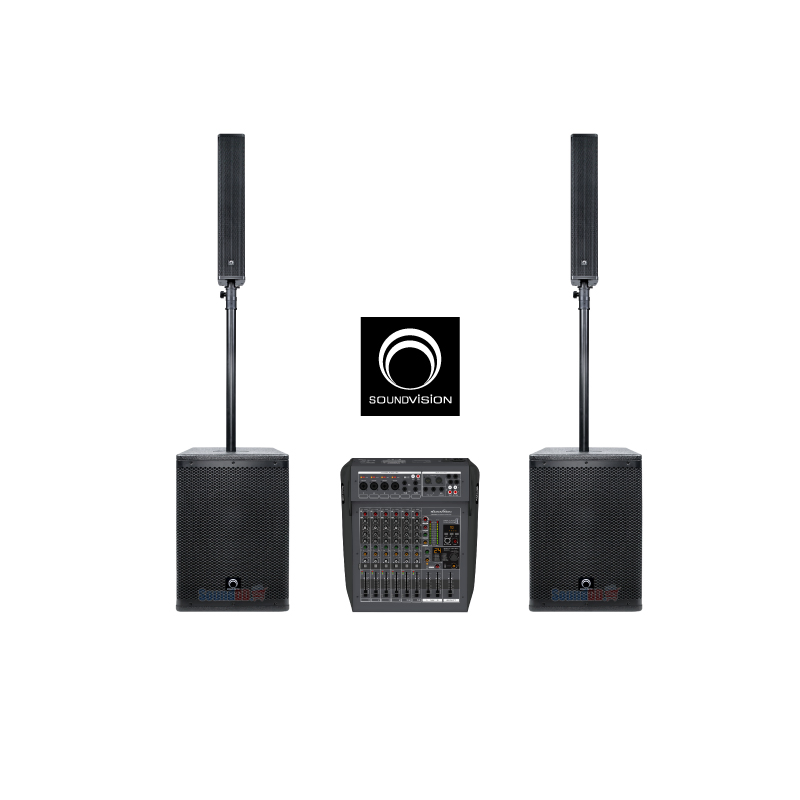 ชุดตู้ลำโพง SOUNDVISION ACS-1000 SET 1 พร้อม AMX-08 อนาล็อก มิกเซอร์ 8 ชาแนล