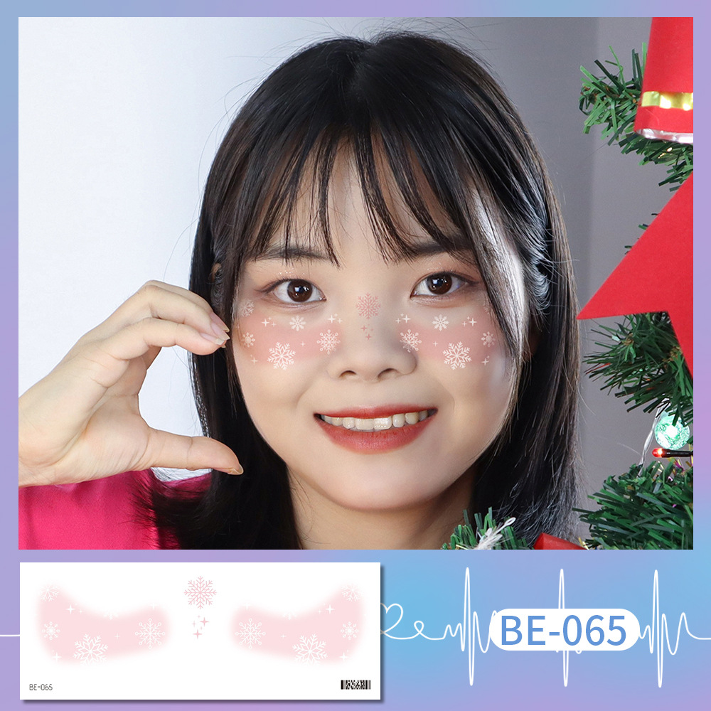 สติ๊กเกอร์ติดหน้า Tattoo Christmas แทททูติดหน้าธีมคริสต์มาส