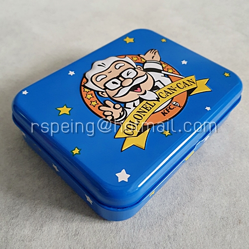 กล่องสังกะสีเคลือบ KFC COLONEL CAN-CAN สีน้ำเงิน