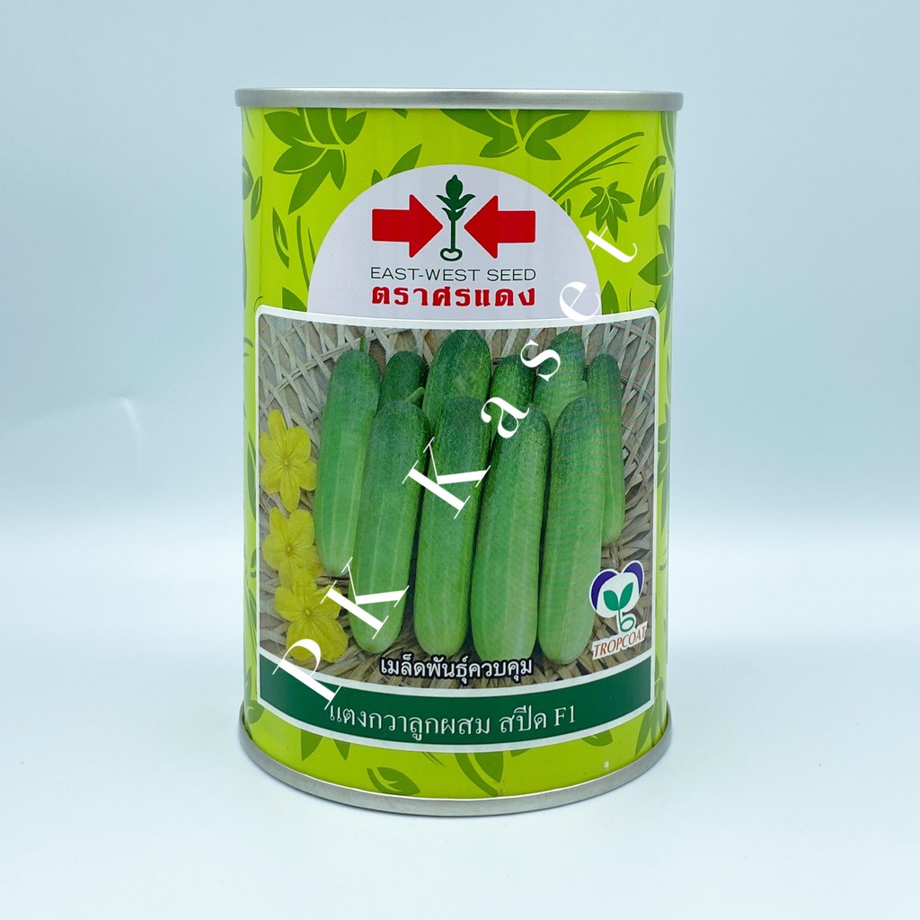 เมล็ดแตงกวา ลูกผสม สปีด F1 ตราศรแดง กระป๋อง ขนาด 100 g