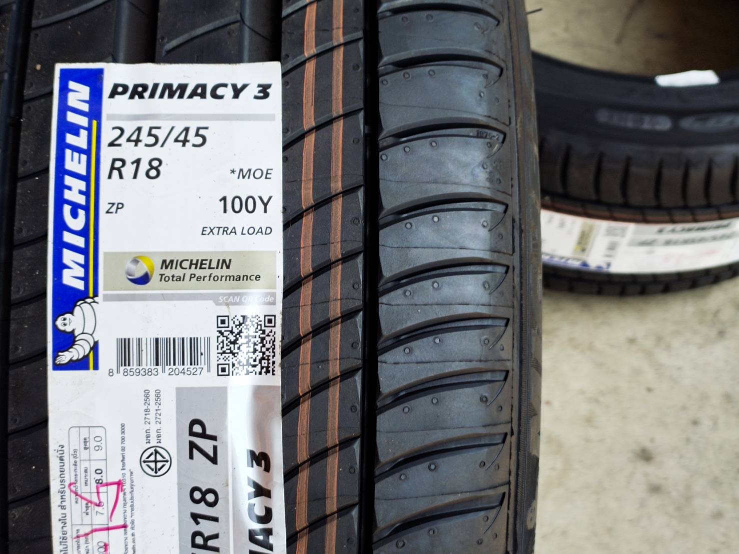 MICHELIN 245/45R18 PRIMACY 3ZP *MOE 100Y MADE IN ITALY