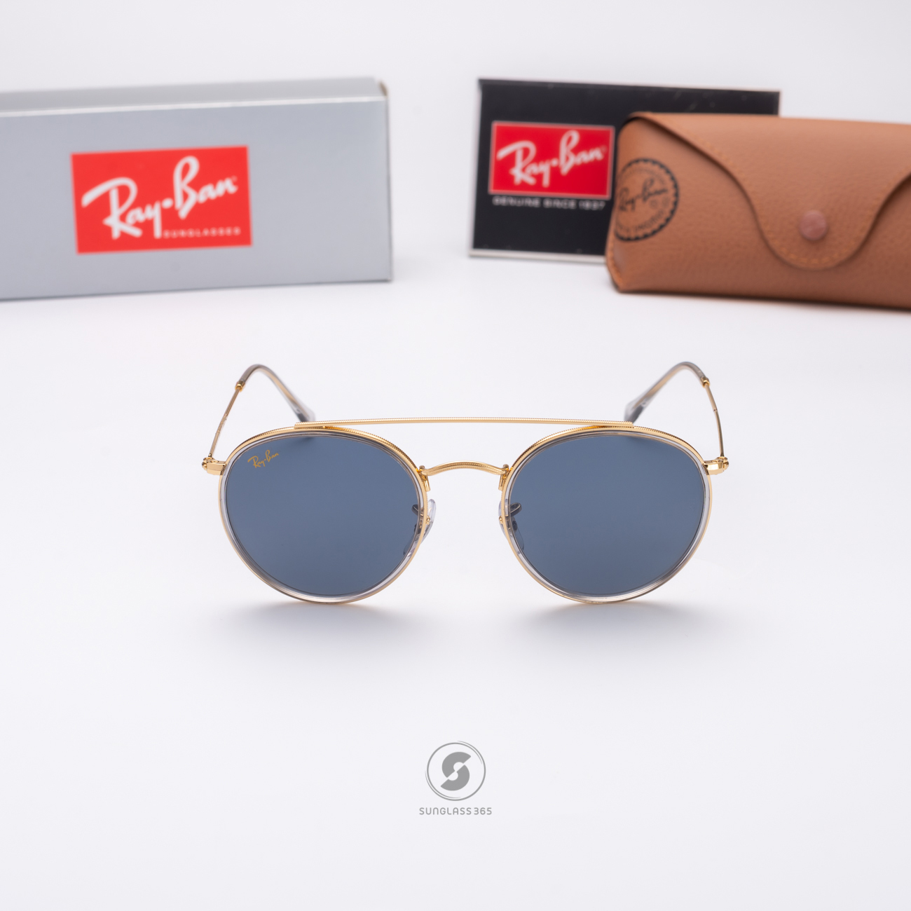 Ray-Ban RB3647N 9210R5 Round Double Bridge Gold Classic
