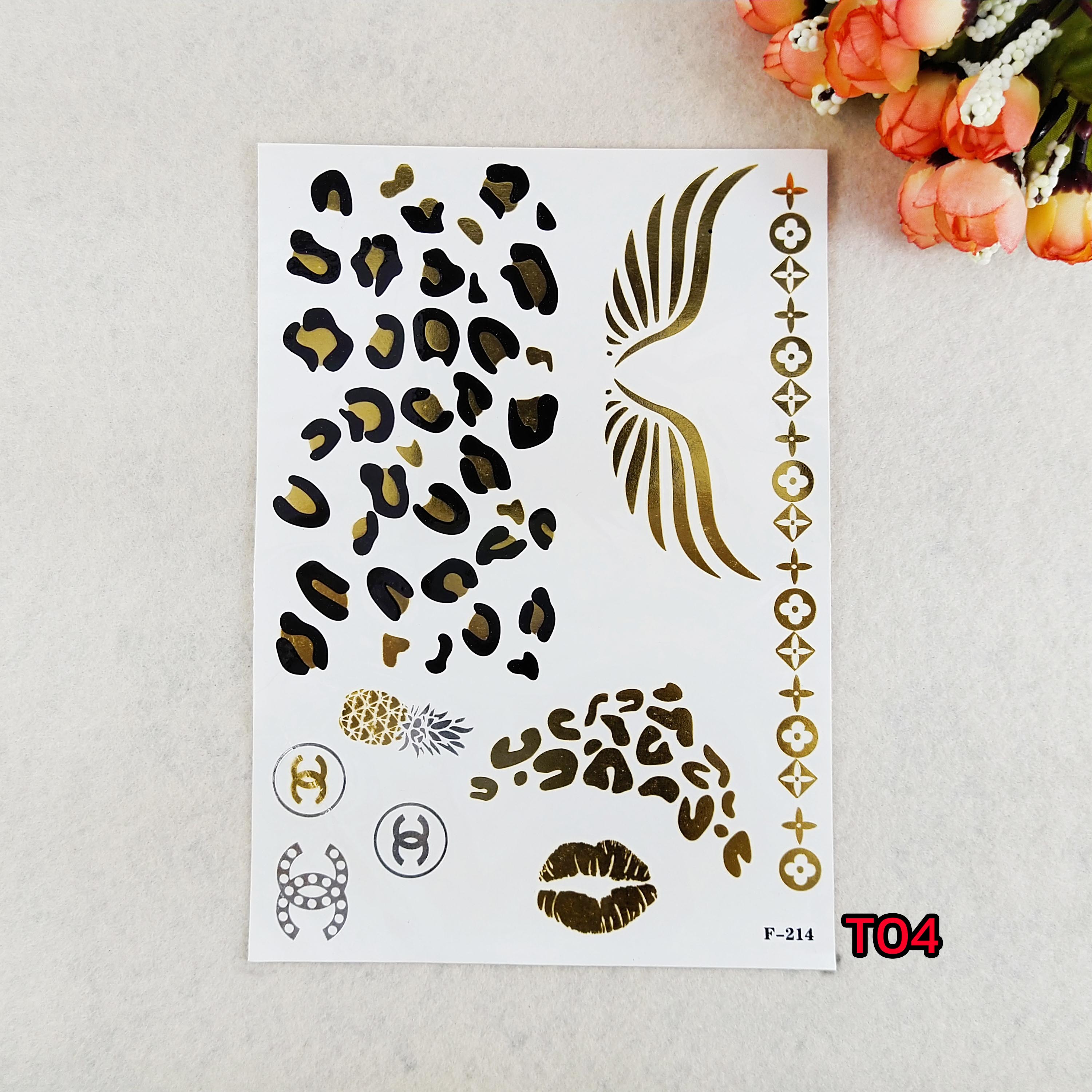พร้อมส่ง✨ Tattoo✨⭐️ แทททูติดตัว✨⭐️สีทอง✨⭐️ติดง่ายมาก✨⭐️ แค่ 30 วินาที ก็สวยในพริบตา ✨⭐️ไม่เป็นอันตรายต่อผิว✨⭐️4