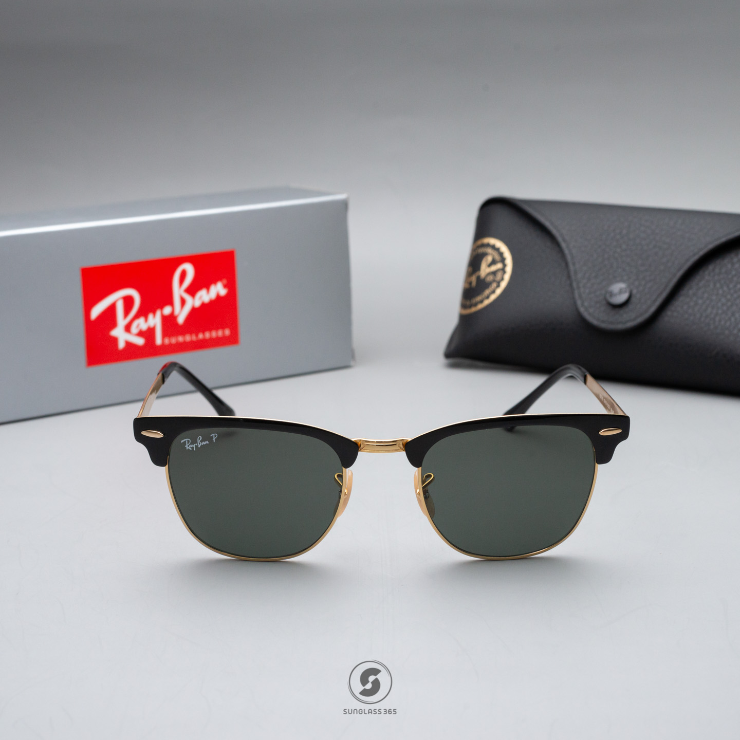 Ray-Ban RB3716 187/58 Clubmaster Metal Gold top black Polarized