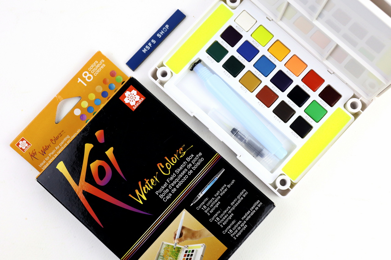 [มือสอง] ชุดสีน้ำ SAKURA Koi Water Colors 18 สี พร้อมปากกาพู่กัน