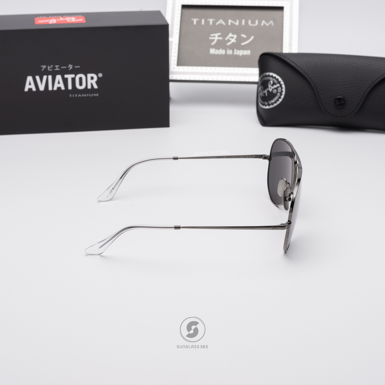 แว่นกันแดด Rayban Aviator Titanium RB8089 165/48 Gunmetal Polarized