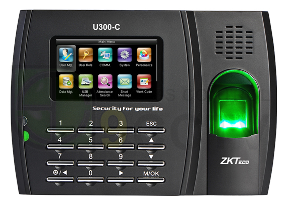 เครื่องสแกนลายนิ้วมือ ยี่ห้อ ZK Teco รุ่น U300-C บันทึกเวลาทำงาน