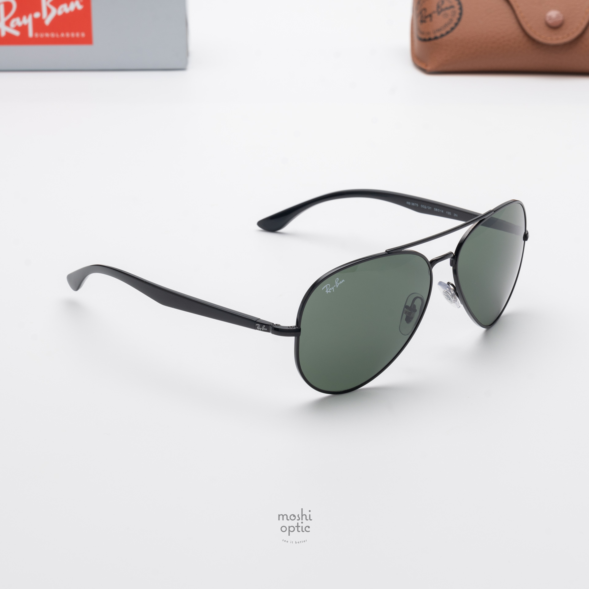 Ray Ban RB3675 001/31 Black Green