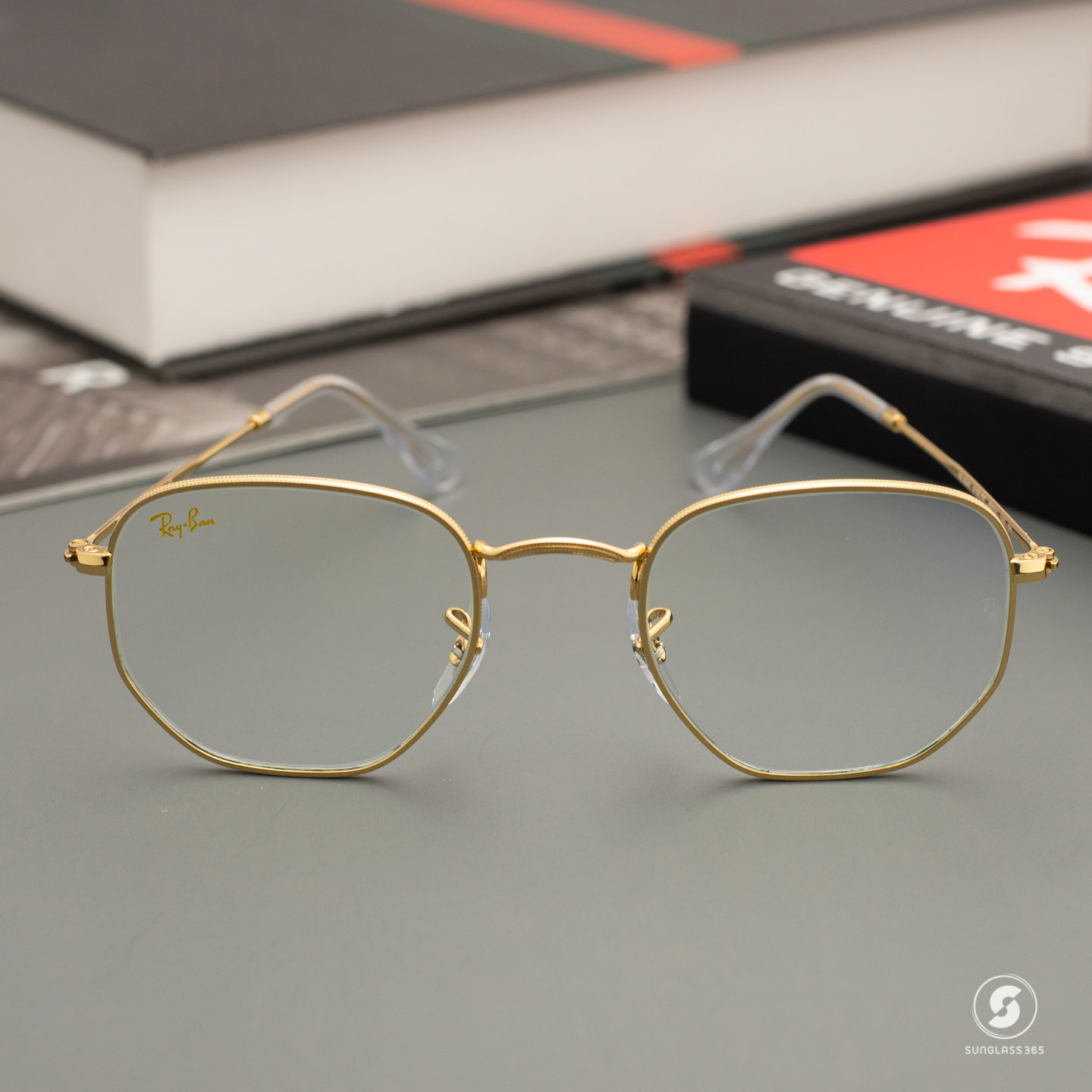 RayBan Hexagonal RB3548 9196BF Clear/Blue Light Filter