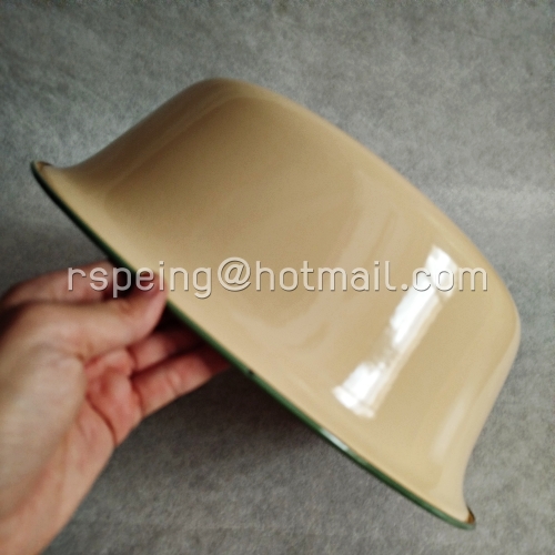 อ่างเคลือบโบราณ KOCKUM SWEDEN 38 cm. (8 Lit.) สีครีมขอบเขียว ขนาดใหญ่ วินเทจสแกนดิเนเวียแท้!