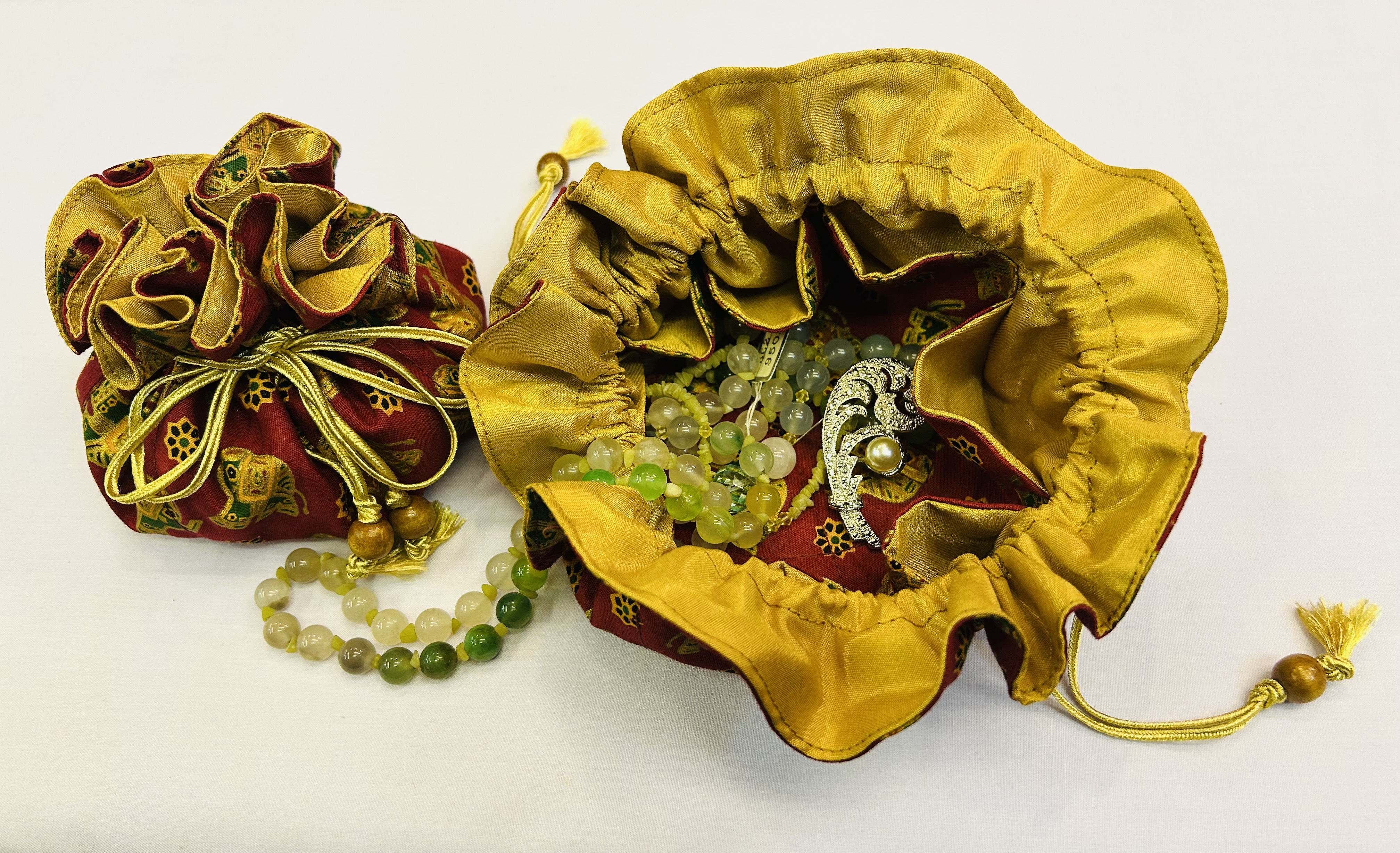 ถุงฟักทอง ฟรุ้งฟริ้ง ลายช้าง สำหรับเก็บเครื่องประดับ กิ๊บเก๋ งานปราณีต ใช้งานได้จริง