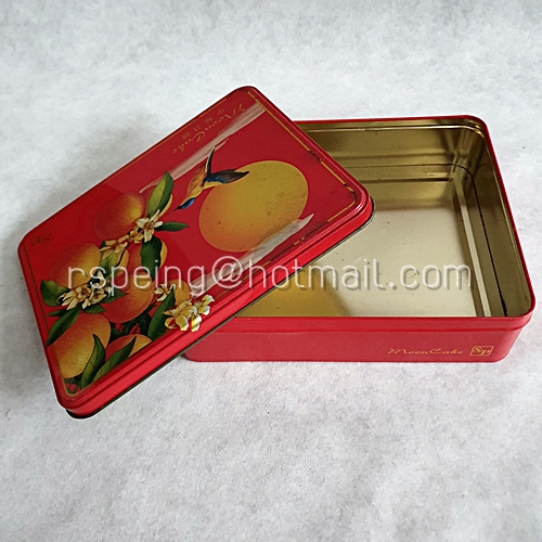 กล่องขนมไหว้พระจันทร์สีแดง ลายพระจันทร์และพวงผลส้ม S&P