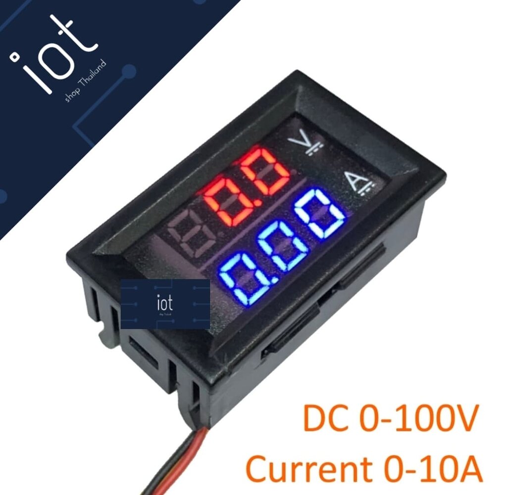 DC 0-100V กระแสสูงสุด 10A Voltmeter Ammeter Red + Blue LED
