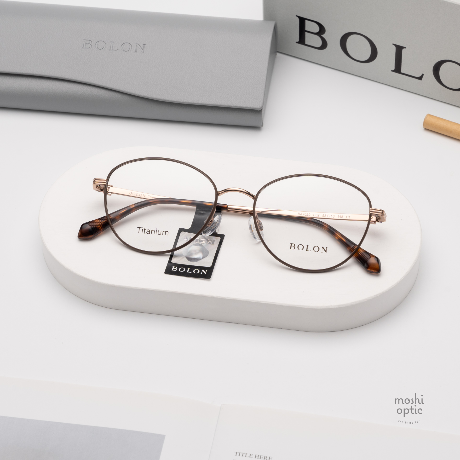 แว่นสายตา BOLON รุ่น VILNIUS BA7029 B32 Rose Gold|Matte Dark Brown Front Rim