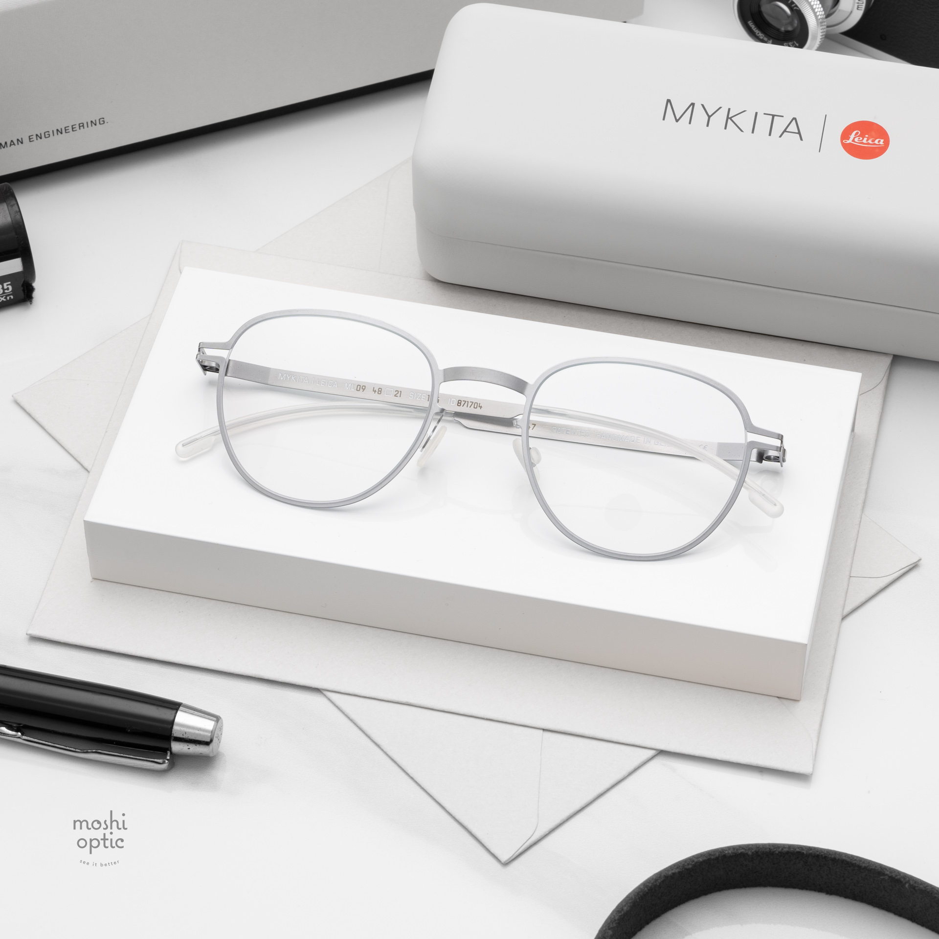 แว่นสายตา MYKITA LEICA ML09 C547 Leica Silver White Edges