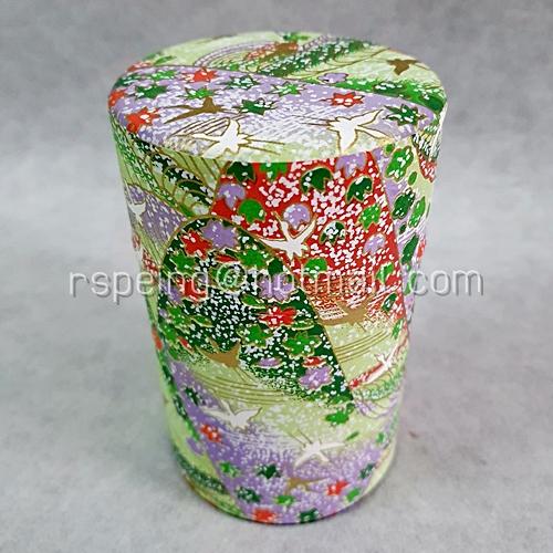 กระป๋องใส่ใบชา Japanese Green Tea ลายญี่ปุ่นสีเขียวแดง