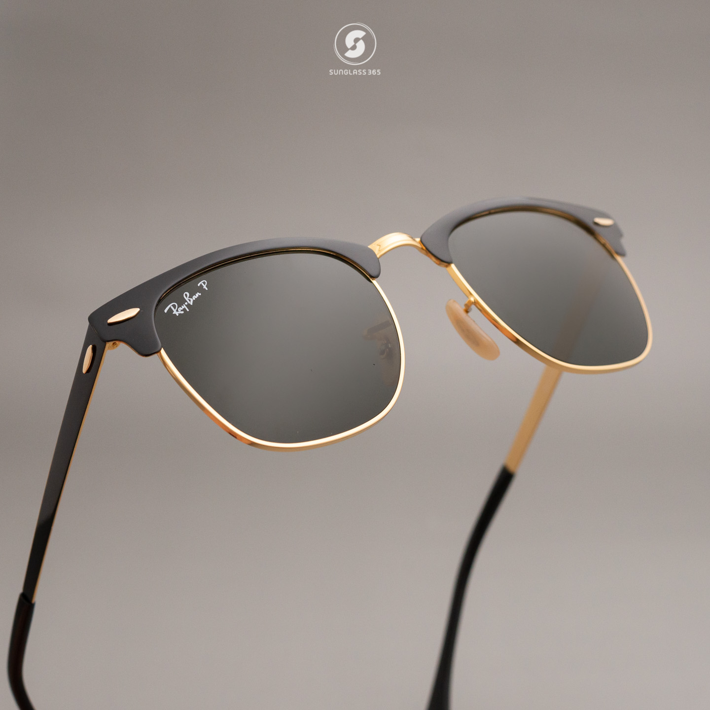 Ray-Ban RB3716 187/58 Clubmaster Metal Gold top black Polarized