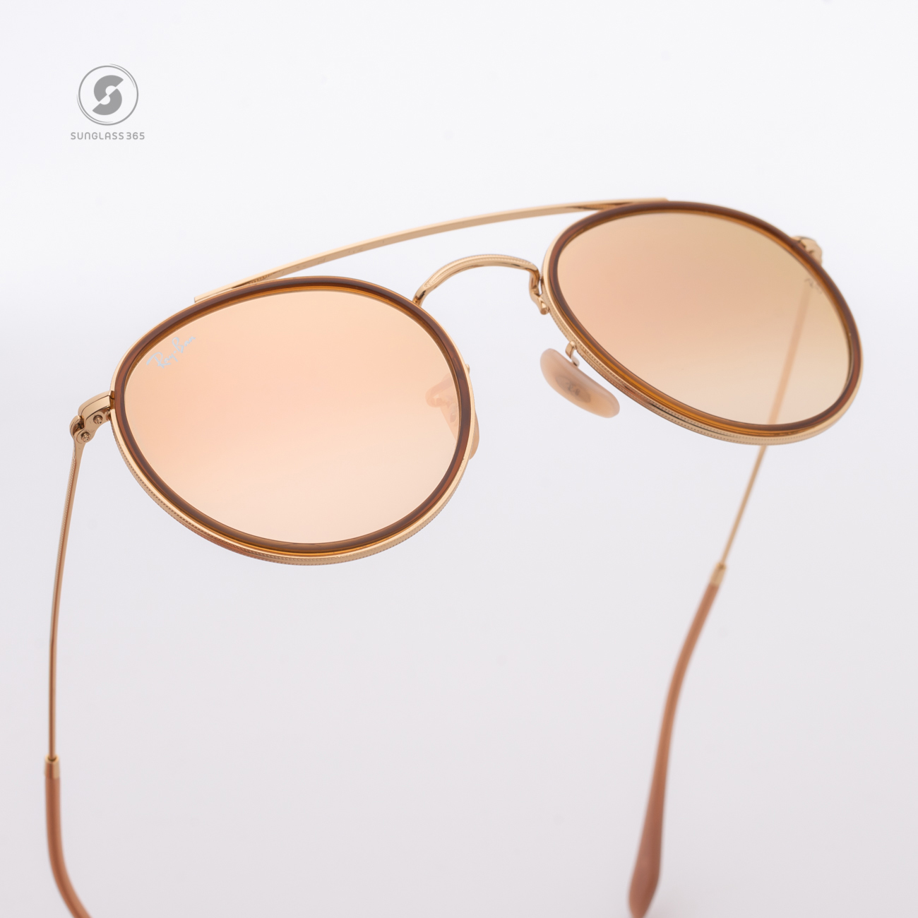 Ray-Ban RB3647N 001/7O Round Double Bridge Gradient Mirror Pink