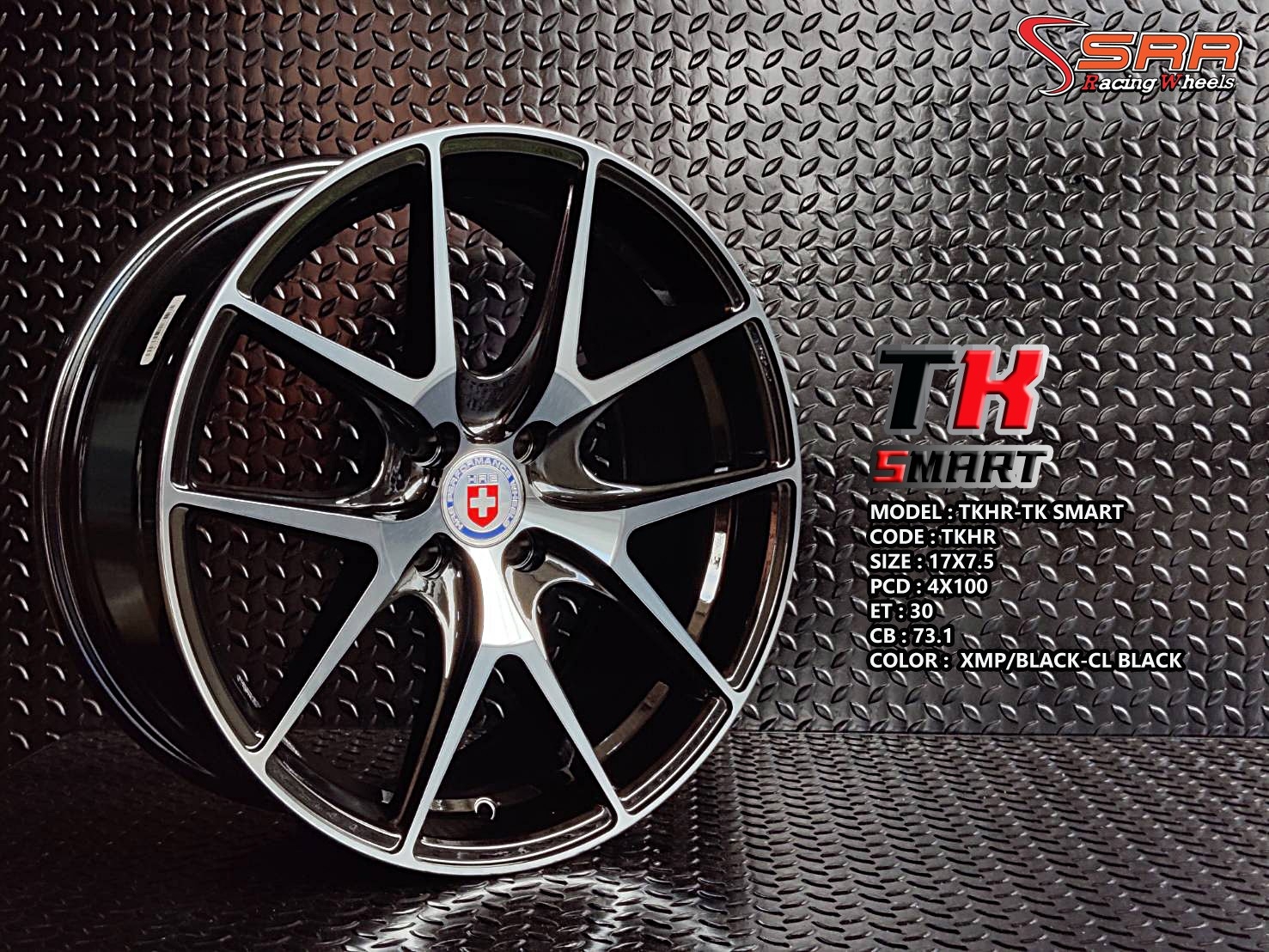 TK-SMART : TKHR (HRE) 17X7.5 4X100 30 XMP/BLACK-CL BLACK (หน้าเงาร่องดำ)