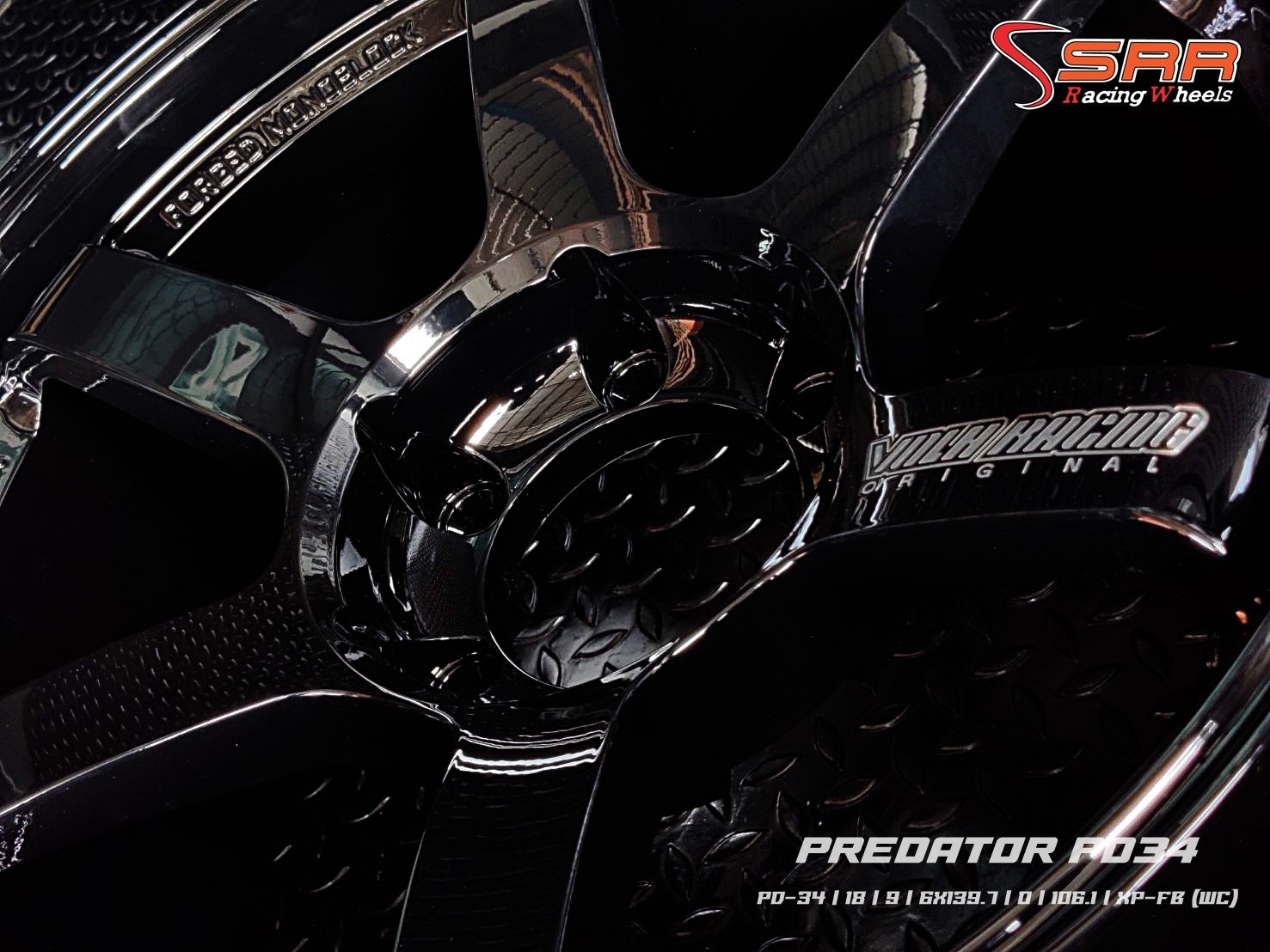 PREDATOR : TE37SUV 18X9 6X139.7 ET 0 XP-FB(WC) ดำด้านตัวหนังสือเงิน