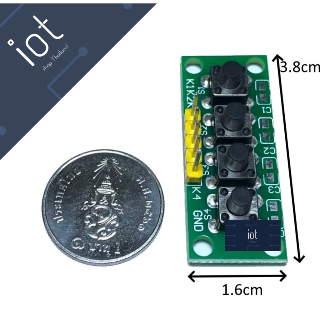 1x4 Keyboard Keypad Module โมดูลสวิตช์ 4 ปุ่ม