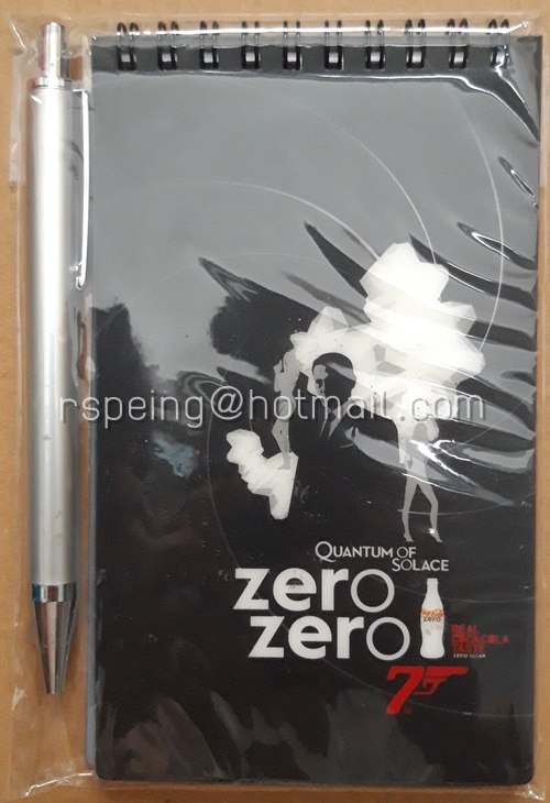 สมุดโน้ต ไม่มีเส้น พร้อมปากกาลูกลื่น Coca-Cola Zero จากภาพยนตร์เรื่อง Quantum of Solace
