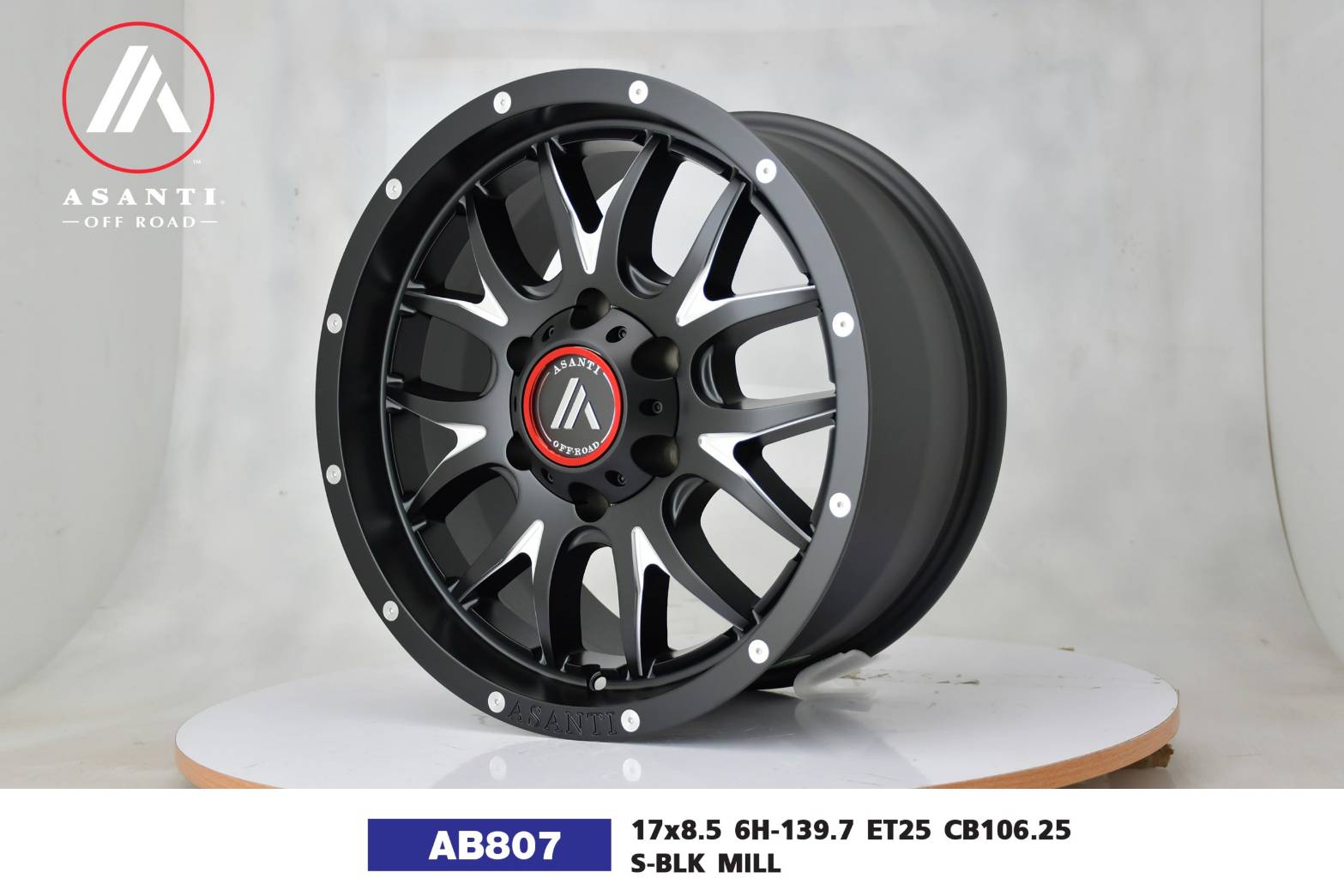 ล้อ USA. แท้ ASANTI AB807 17x8.5 6x139.7 ET+25 S-BLK MILL ราคาพิเศษ
