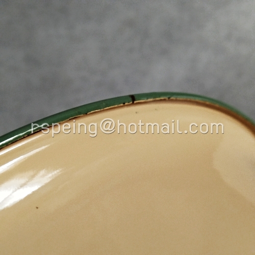 อ่างเคลือบโบราณ KOCKUM SWEDEN 38 cm. (8 Lit.) สีครีมขอบเขียว ขนาดใหญ่ วินเทจสแกนดิเนเวียแท้!