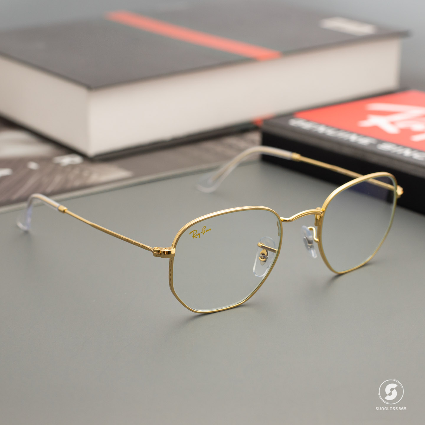 RayBan Hexagonal RB3548 9196BF Clear/Blue Light Filter