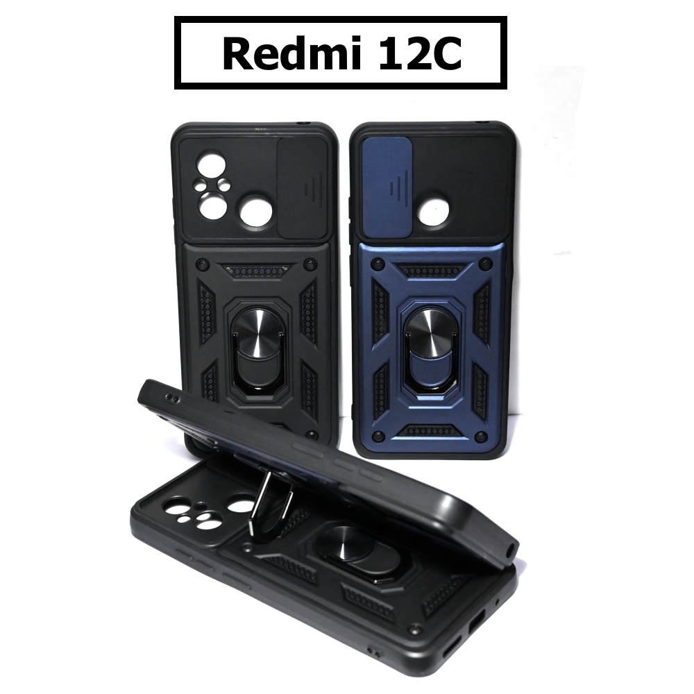 เคส Redmi 12C - เคสเรดมี กันกระแทก สไลด์ปิดกล้อง ขาตั้งแม่เหล็ก