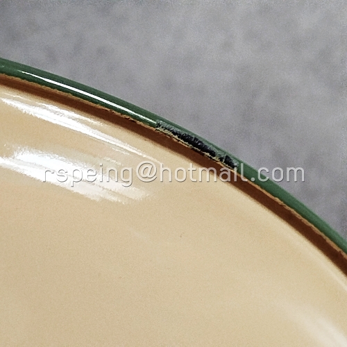 อ่างเคลือบโบราณ KOCKUM SWEDEN 38 cm. (8 Lit.) สีครีมขอบเขียว ขนาดใหญ่ วินเทจสแกนดิเนเวียแท้!