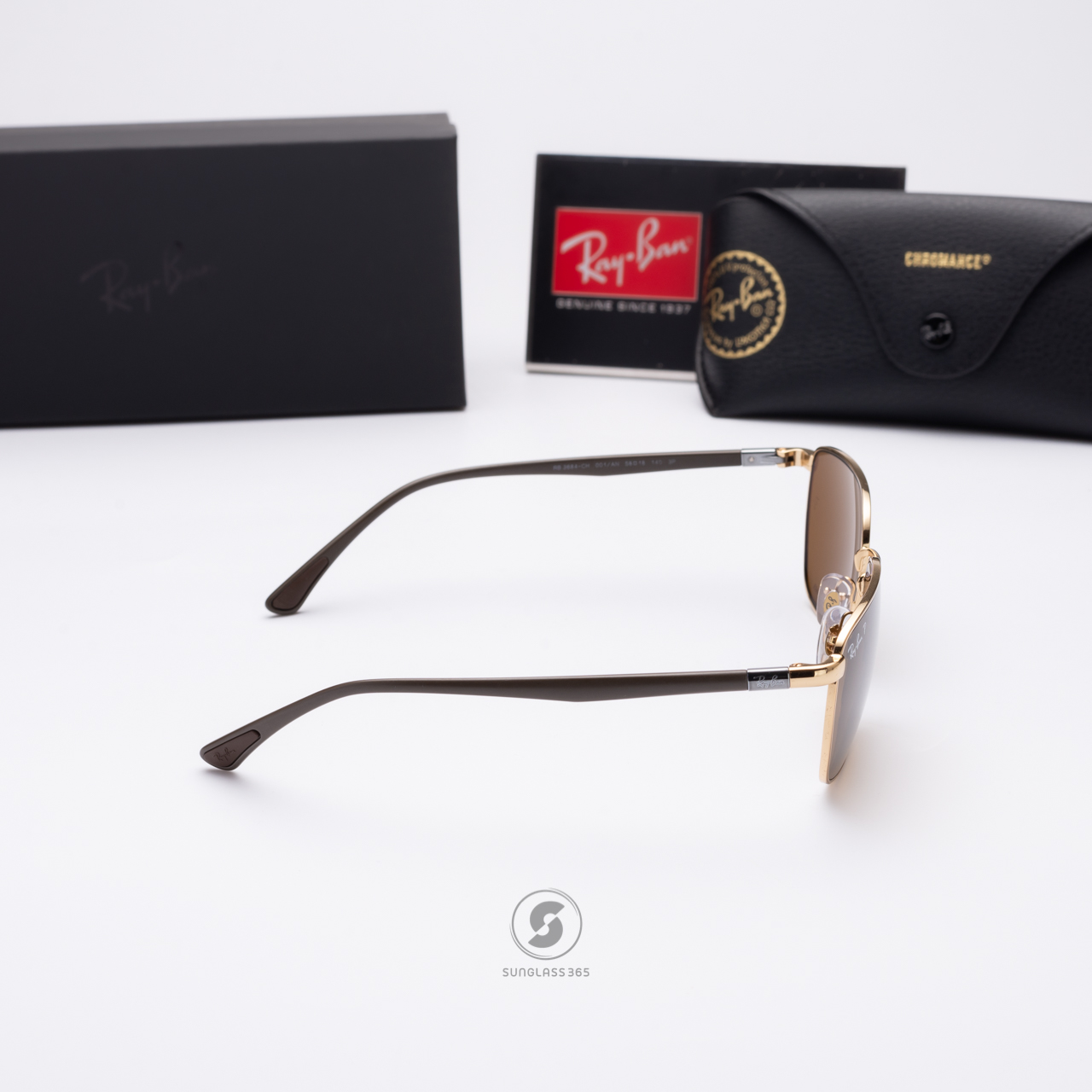 Ray Ban RB3684CH 001/AN Gold Brown Chromance Polarized
