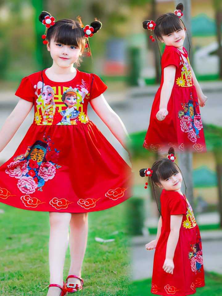 ชุดเดรสลายตรุษจีนสำหรับเด็กผู้หญิง