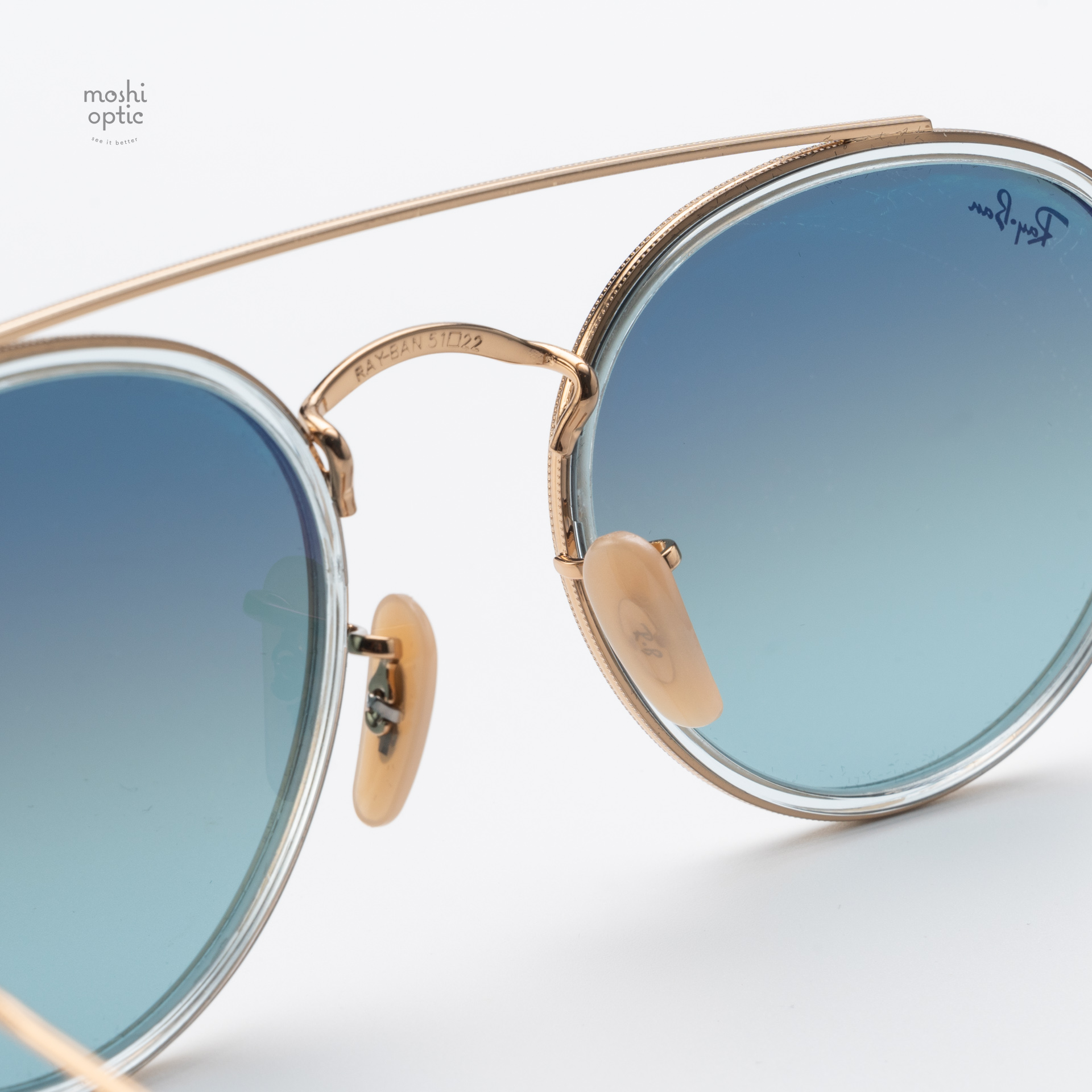 Ray-Ban RB3647N 91233M Round Double Bridge Polished Arista Gold