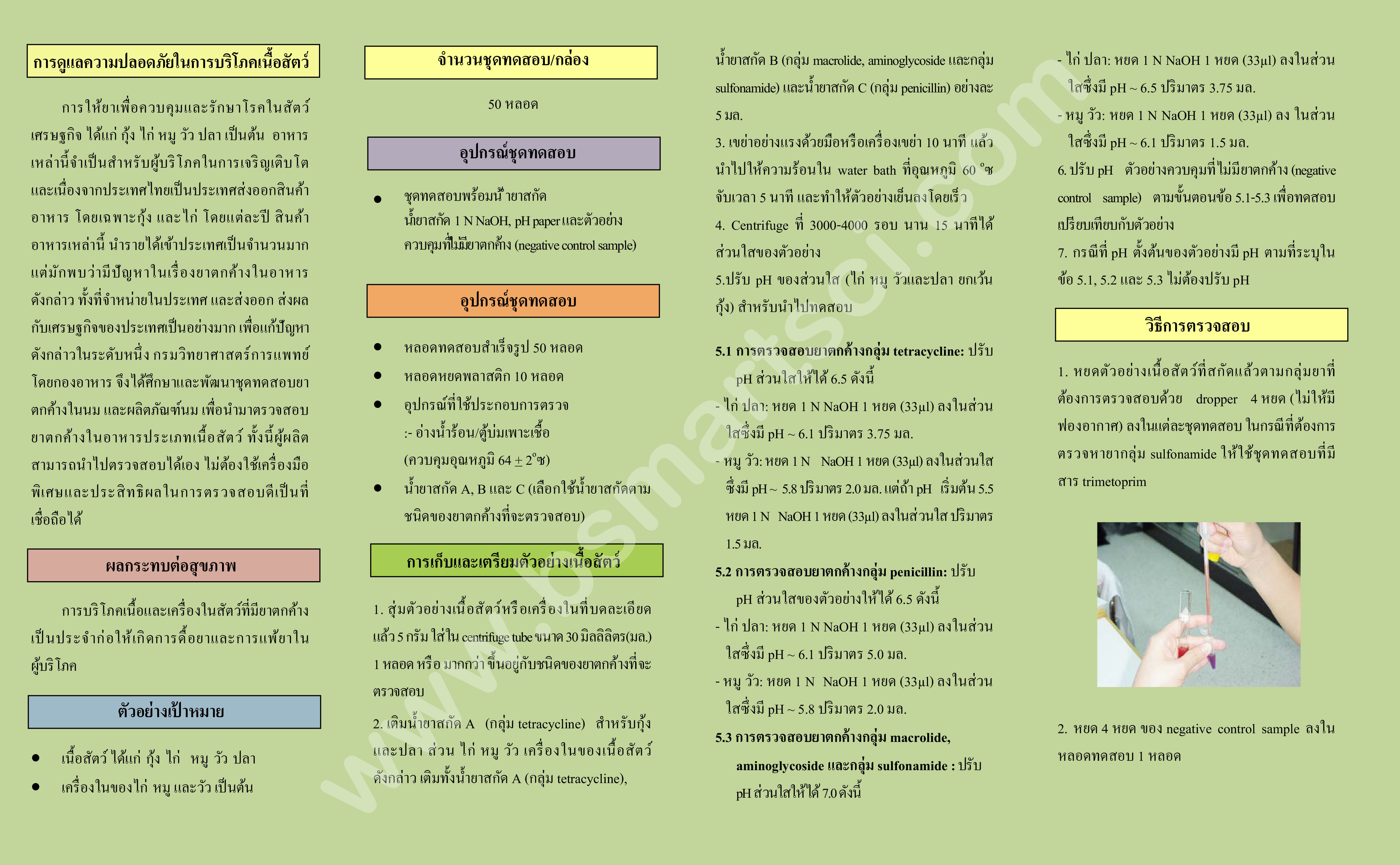 ชุดทดสอบยาปฏิชีวนะและสารต้านจุลชีพตกค้างในเนื้อสัตว์ RR Test kit