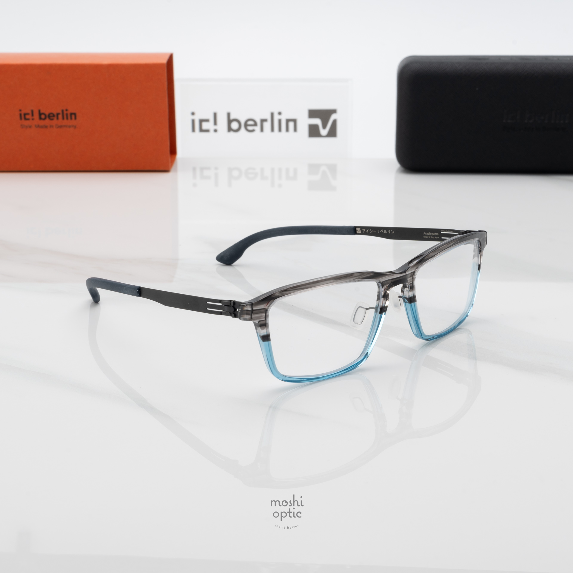 กรอบแว่น IC BERLIN Arashiyama Stripe G. Grey Aqua