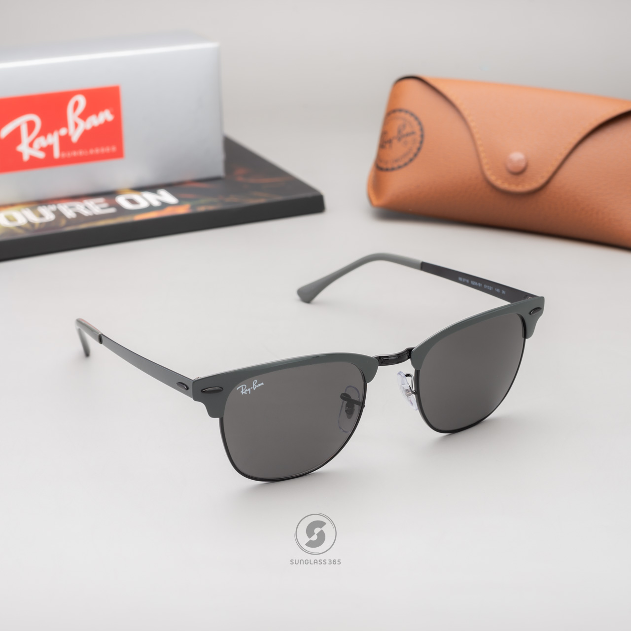 Ray-Ban RB3716 9256B1 Clubmaster Metal Grey on Black