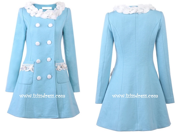 ***พรีออเดอร์***เสื้อโค้ท เสื้อกันหนาวสีฟ้าขาว