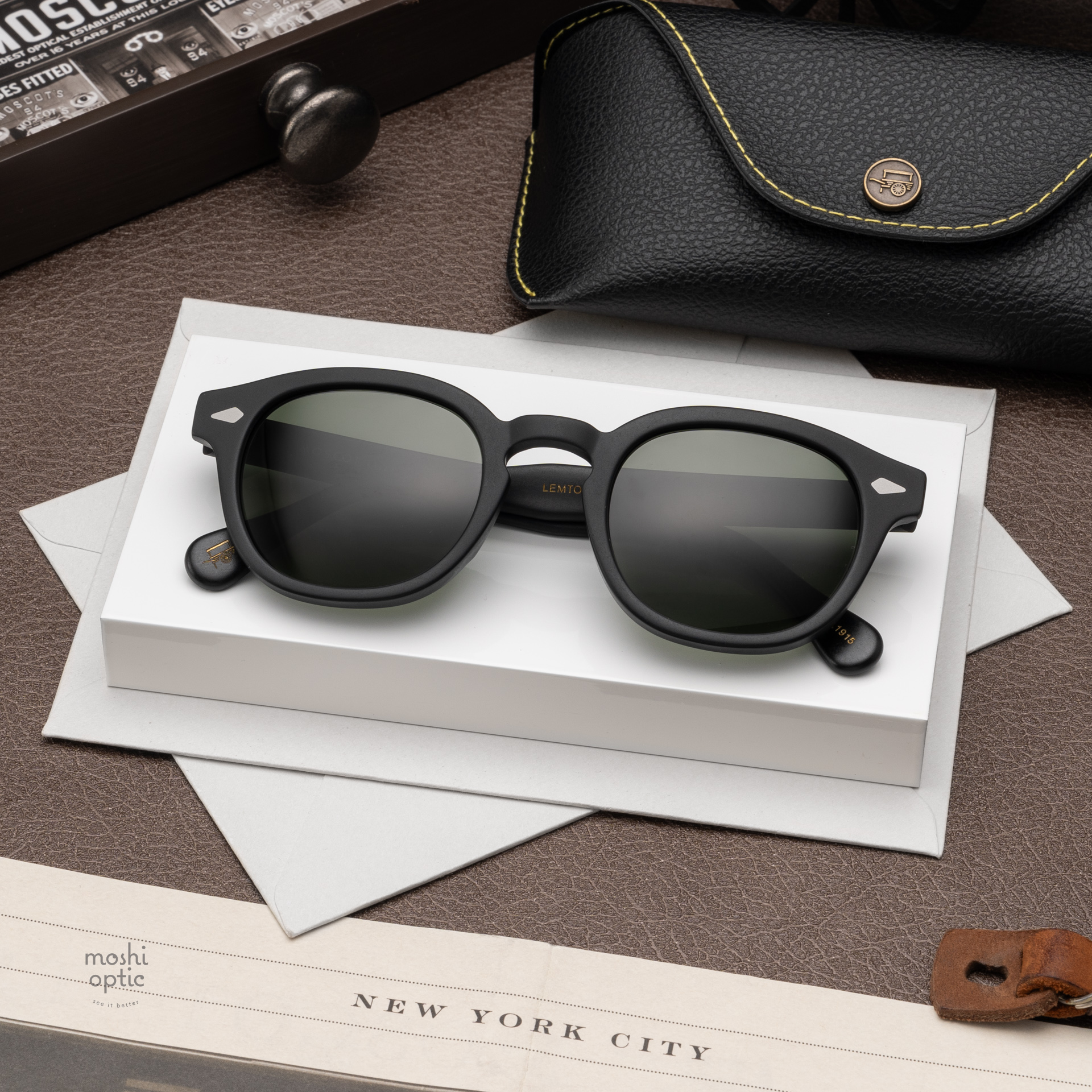 แว่นกันแดด Moscot Sun Lemtosh Matte Black G-15