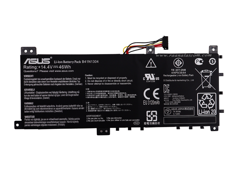 Battery ASUS K451L V451L V451LA S451LA Original B41N1304 ลด ราคา พิเศษ แบตเตอรี่โน๊ตบุ๊ค ASUS K451L V451L V451LA S451LA
