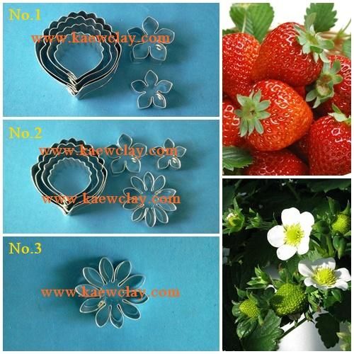 พิมพ์อลูมิเนียมตัดดอก+ใบสตอเบอรี่(Aluminum mold cutter strawberry + leaves )