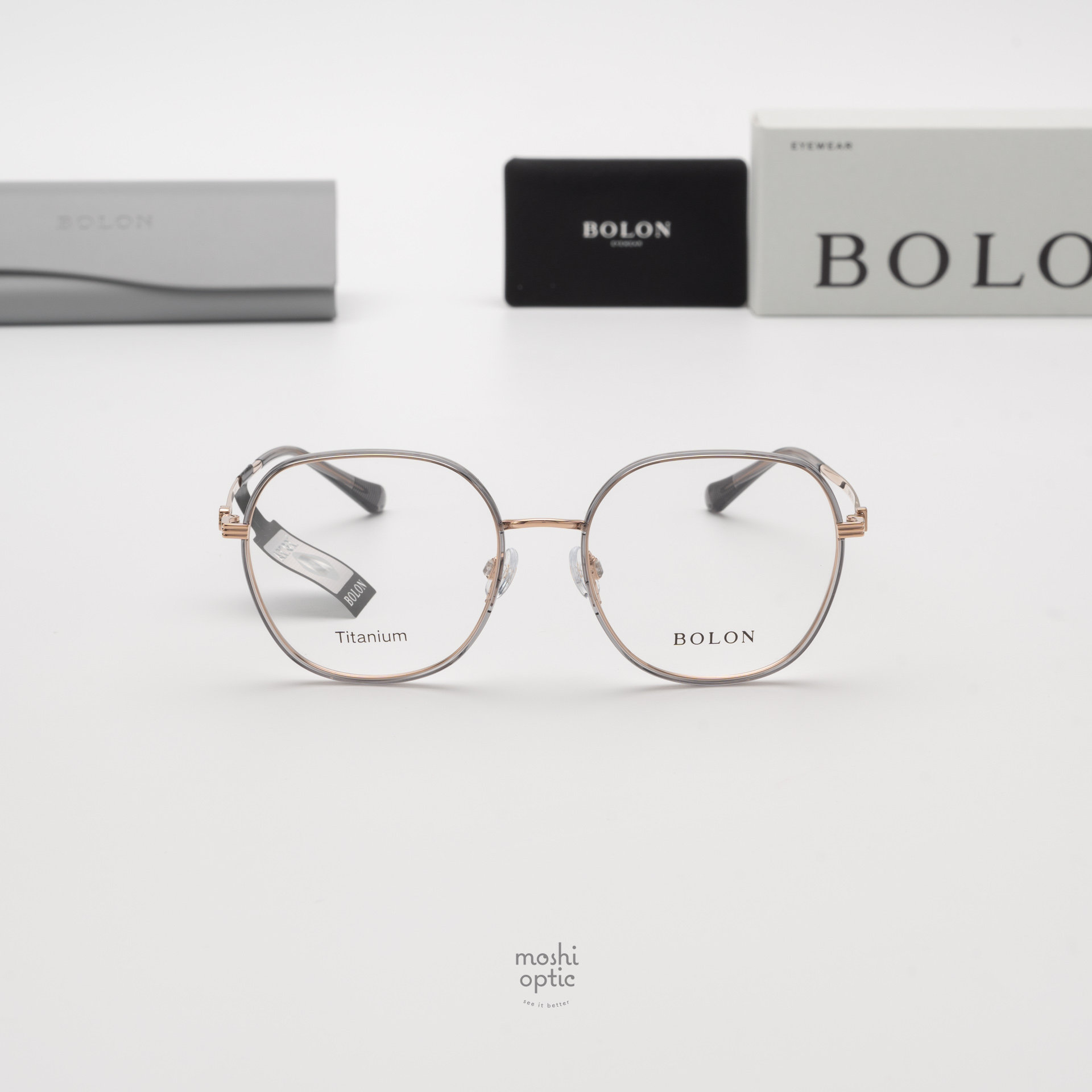 แว่นสายตา BOLON รุ่น NARA BA6039 B13 Rose Gold|Transparent Medium Grey