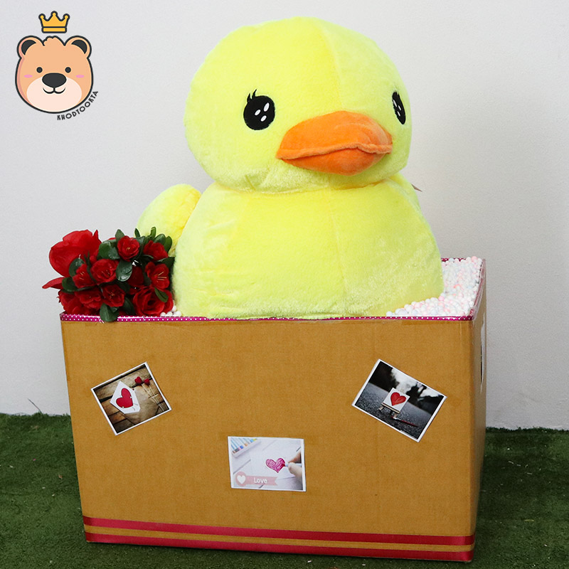 เซ็ตเซอร์ไพรส์ แฟน ตุ๊กตา เป็ด Size 20นิ้ว ของขวัญเปิดฝา ขนาด36*50*30cm แถมภาพ การด์และตกแต่งตามโอกาสฟรี