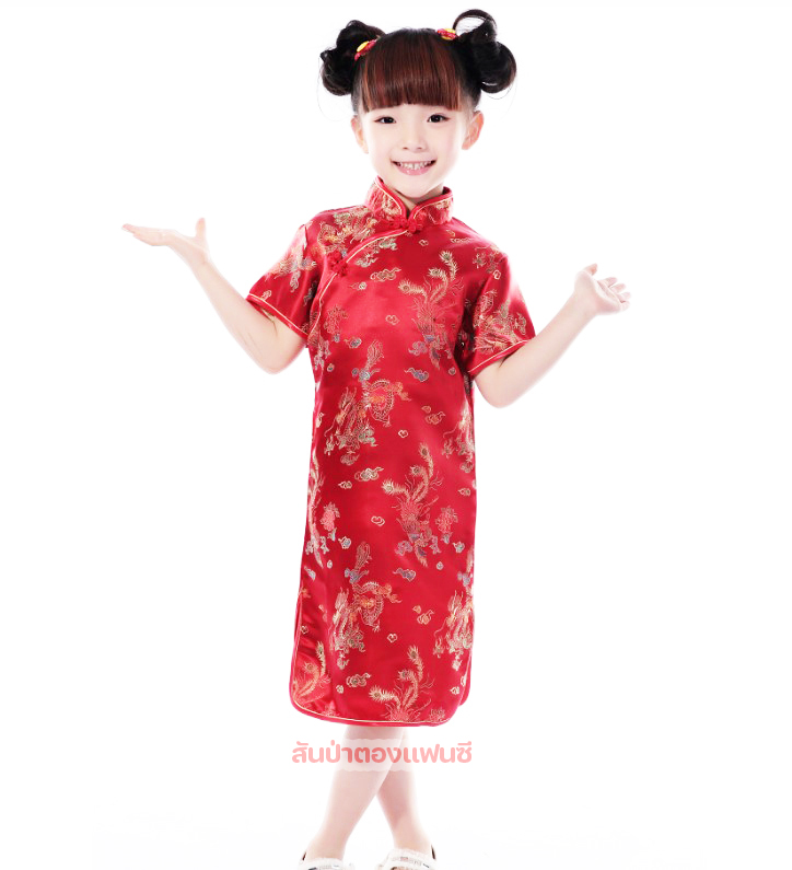 ชุดกี่เพ้าเด็กงานปัก ชุดตรุษจีนเด็กผู้หญิง
