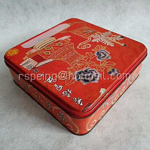 กล่องขนมไหว้พระจันทร์สีแดง ลายแจกันดอกไม้จีน เชียงการีลา