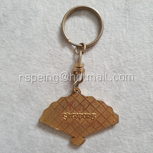 พวงกุญแจที่ระลึก สิงโต Merlion บนพัด จากสิงคโปร์