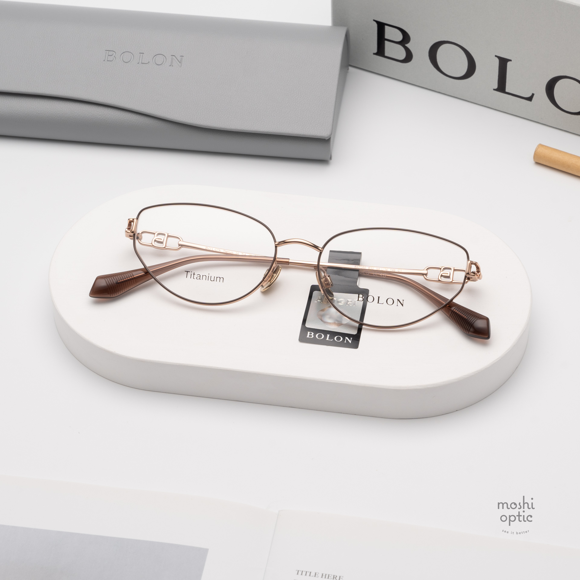 แว่นสายตา BOLON รุ่น STOCKHOLM BA7050 B32 Rose gold/ Rim latte
